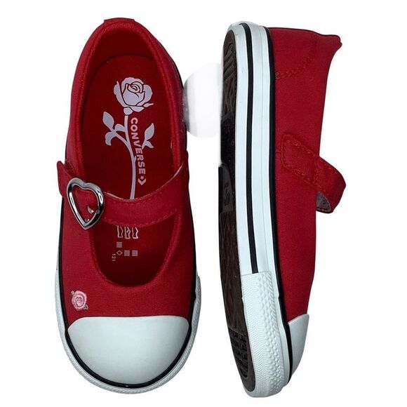 New! Chuck Taylor All Star Dainty Mary Jane Red Textile Ballet Infant Shoes Sz 9 - Picture 1 of 9